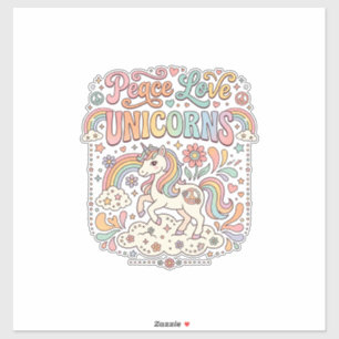 Unicorn Peace Love Unicorns Adorable Vector Design