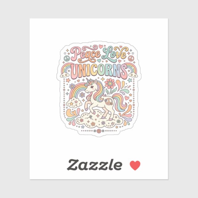 Unicorn Peace Love Unicorns Adorable Vector Design (Sheet)