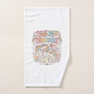 Unicorn Peace Love Unicorns Adorable Vector Design Hand Towel