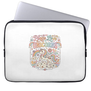 Unicorn Peace Love Unicorns Adorable Vector Design Laptop Sleeve