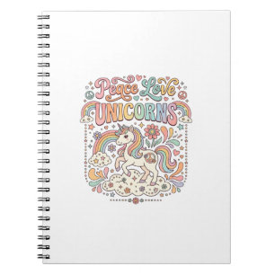 Unicorn Peace Love Unicorns Adorable Vector Design Notebook