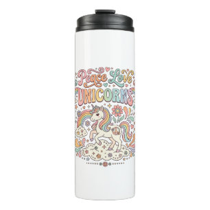 Unicorn Peace Love Unicorns Adorable Vector Design Thermal Tumbler