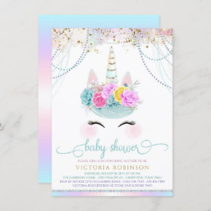 Unicorn Pearl Girl Unicorn Baby Shower Invitation
