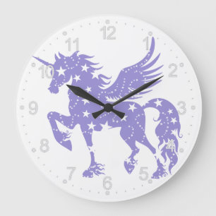 Unicorn  pegasus - Choose background colour Large Clock
