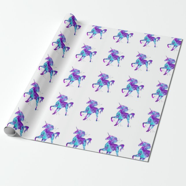 Unicorn pegasus fantasy wrapping paper for gifts (Unrolled)