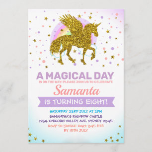 Unicorn Pegasus Gold Invitation