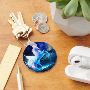 Unicorn Pegasus Keychain Add YOUR NAME
