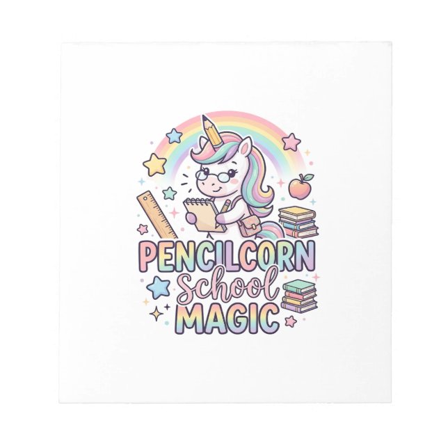 Unicorn Pencilcorn School Magic Adorable Sticker a Notepad (Front)