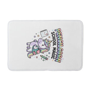 Unicorn Pencilcorn School Magic Charming Merch Des Bath Mat