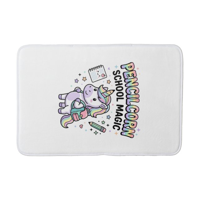 Unicorn Pencilcorn School Magic Charming Merch Des Bath Mat (Front)