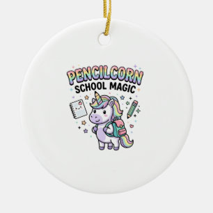 Unicorn Pencilcorn School Magic Charming Merch Des Ceramic Ornament