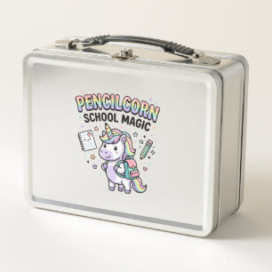 Unicorn Pencilcorn School Magic Charming Merch Des Metal Lunch Box