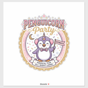 Unicorn Penguicorn Party POD Ready Zazzle Design_1