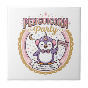 Unicorn Penguicorn Party POD Ready Zazzle Design_1 Ceramic Tile