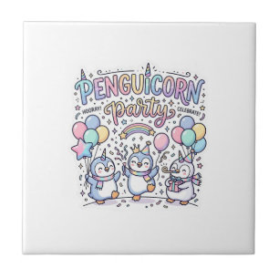 Unicorn Penguicorn Party Premium Vector Vector Des Ceramic Tile