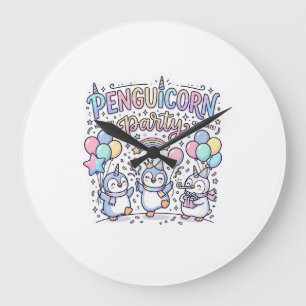 Unicorn Penguicorn Party Premium Vector Vector Des Large Clock