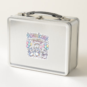 Unicorn Penguicorn Party Premium Vector Vector Des Metal Lunch Box