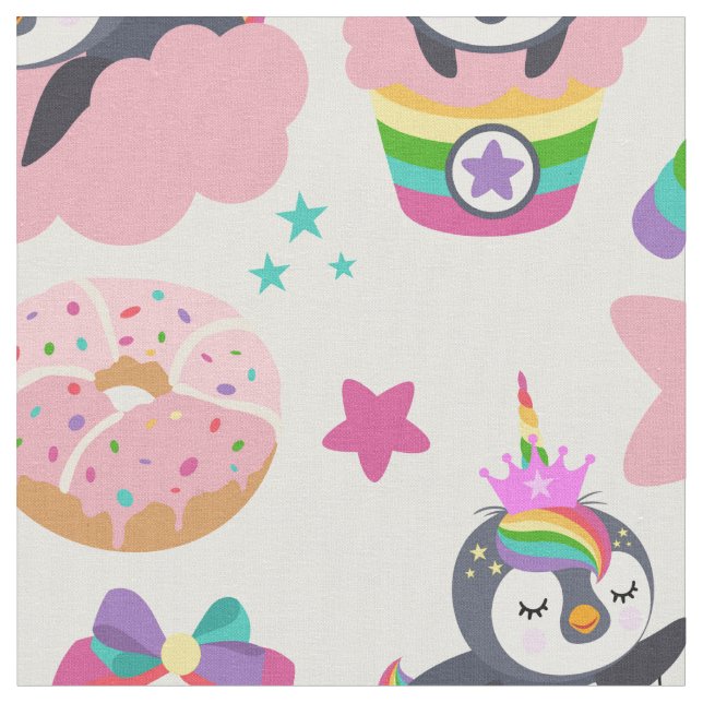 Unicorn Penguin Fabric (Close Up)