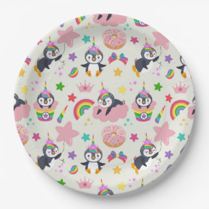 Unicorn Penguin Paper Plate