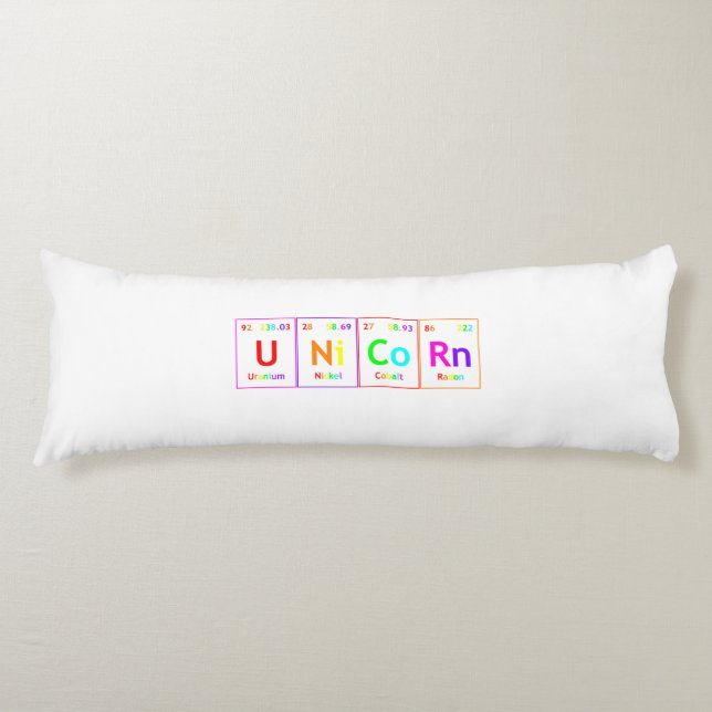 UNiCoRn Periodic Table Elements Word Rainbow Body Cushion (Front)