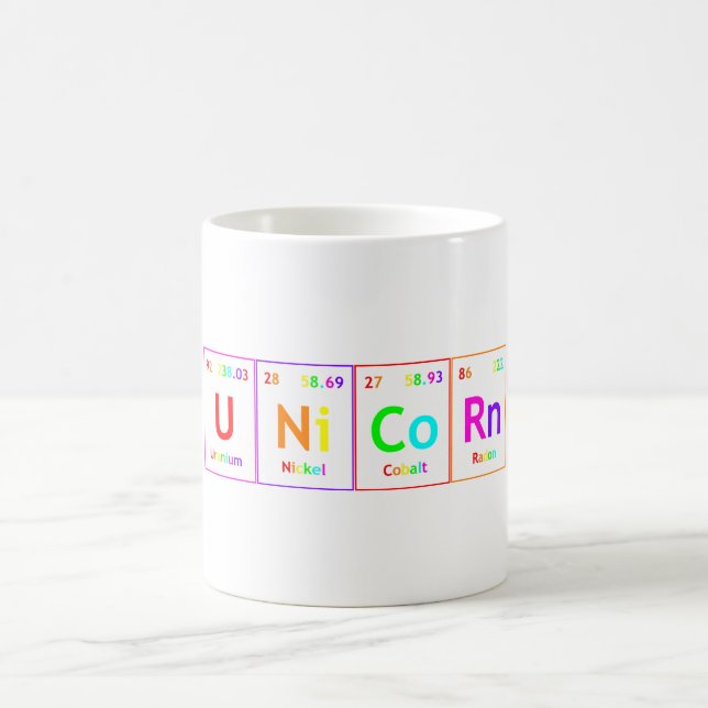 UNiCoRn Periodic Table Elements Word Rainbow Coffee Mug (Center)