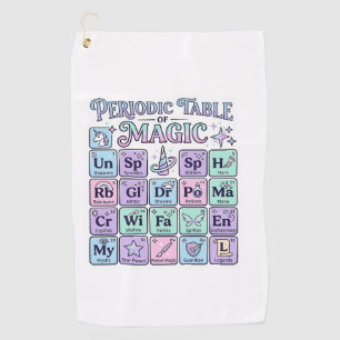 Unicorn Periodic Table of Magic Graphic Design Mer Golf Towel