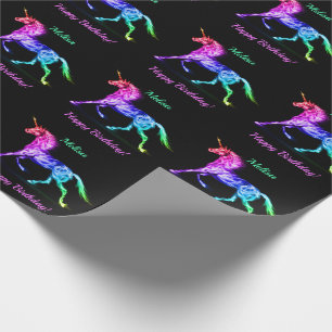 Unicorn Personalise Name Happy Birthday Gift Wrapping Paper