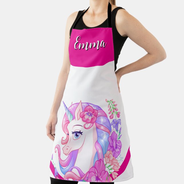 unicorn & personalise your name Crew  Apron (Insitu)