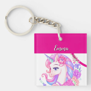 unicorn & personalise your name key ring