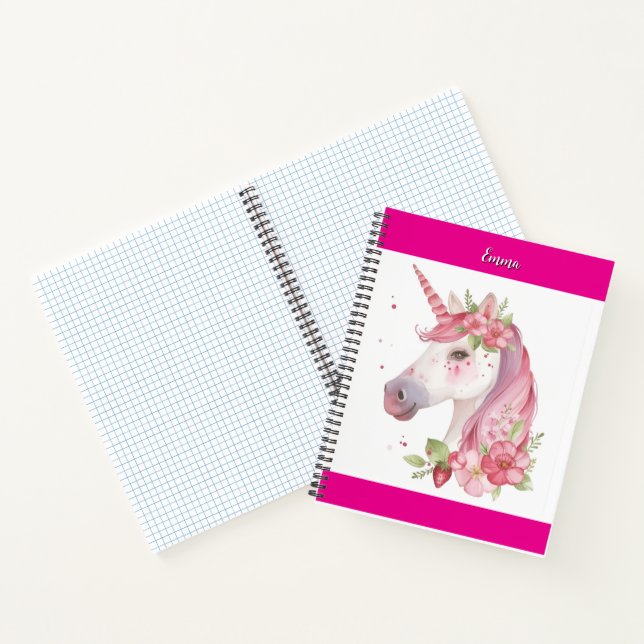 unicorn & personalise your name  notebook (Inside)