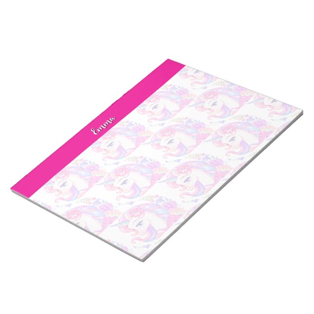 unicorn & personalise your name  notepad (Angled)
