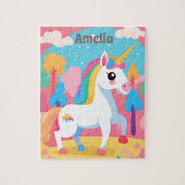 Unicorn Personalised Kids Jigsaw Puzzle (Vertical)