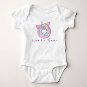 Unicorn Personalised Name Cute Morden Baby Bodysuit