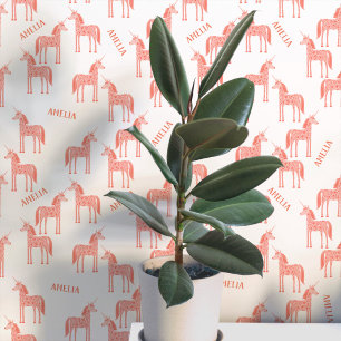 Unicorn Personalised Name Pink Wallpaper