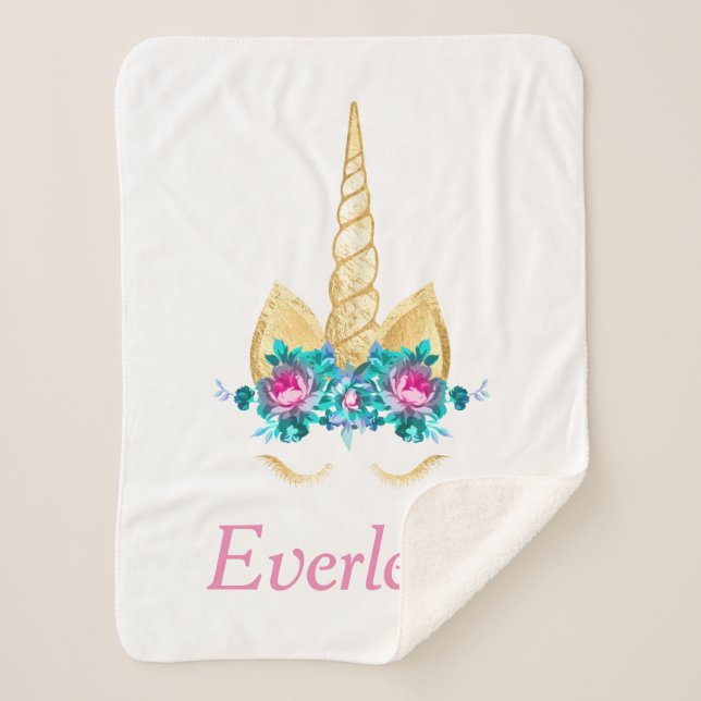 Unicorn Personalised Sherpa Blanket (Front)
