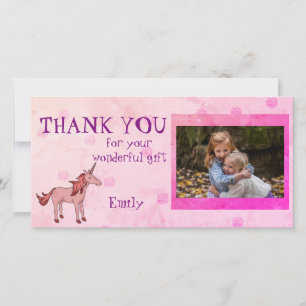 Unicorn Personalised Thank you Photo Card