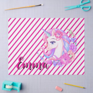 unicorn & personalize your name tissue paper