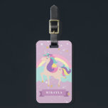Unicorn Personalized Monogram Bag/Luggage Tag<br><div class="desc">Personalized unicorn kids bag or luggage tag with monogram and sparkles of rainbow,  stars and clouds on sweet purple background and minimalist modern style typography. Customise with name and initial. Comes with front and back design. Perfect for kids school bag,  travel luggage or personalized gift.</div>
