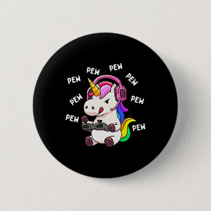 Unicorn Pew Pew Unicorns Lover Video Game Gamer Gi 6 Cm Round Badge