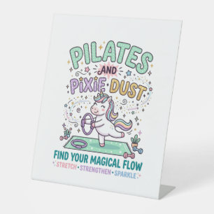 Unicorn Pilates and Pixie Dust Bold Typography T-S Pedestal Sign