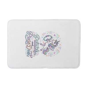 Unicorn Pilates and Pixie Dust White Background Ve Bath Mat