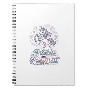 Unicorn Pilates and Pixie Dust White Background Ve Notebook