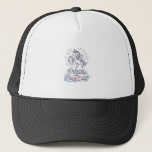 Unicorn Pilates and Pixie Dust White Background Ve Trucker Hat