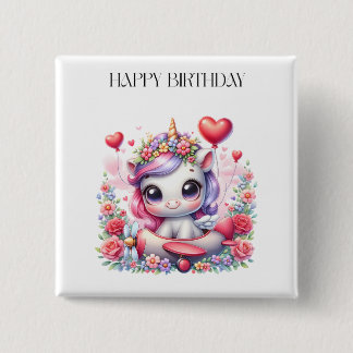 Unicorn Pilot Birthday 15 Cm Square Badge