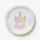 Unicorn Pink And Gold Paper Plate 7" Paper Plates