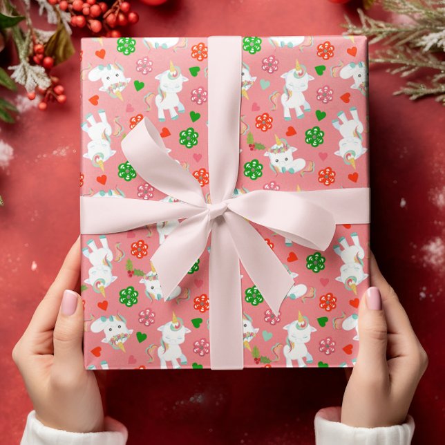 Unicorn Pink Christmas Holiday Wrapping Paper (Creator Uploaded)