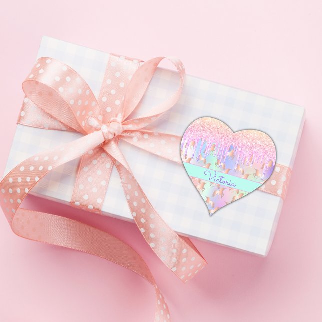 Unicorn pink glitter iridescent rose gold birthday heart sticker (Creator Uploaded)