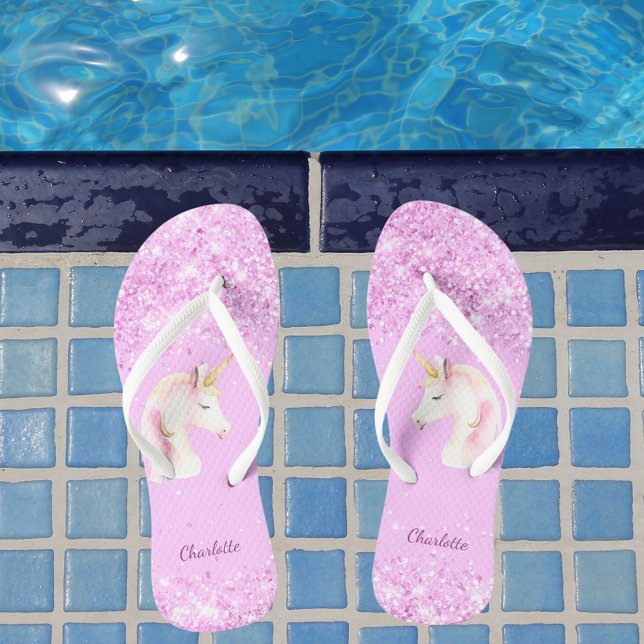Unicorn pink glitter name thongs (Creator Uploaded)