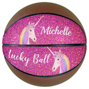 Uniçorn Pink Glitter Sparkles Girly Personalised Basketball