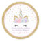 Unicorn Pink & Gold Party Favour Tag Sticker Seal